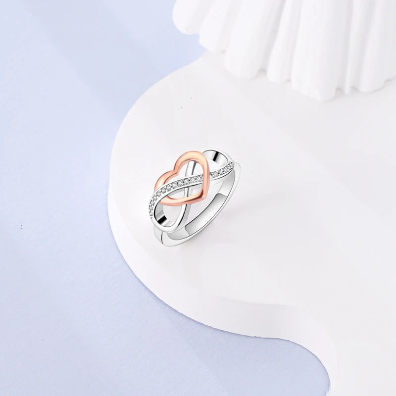 925 Sterling Silver Bow Heart Moon Star Zircon Ring