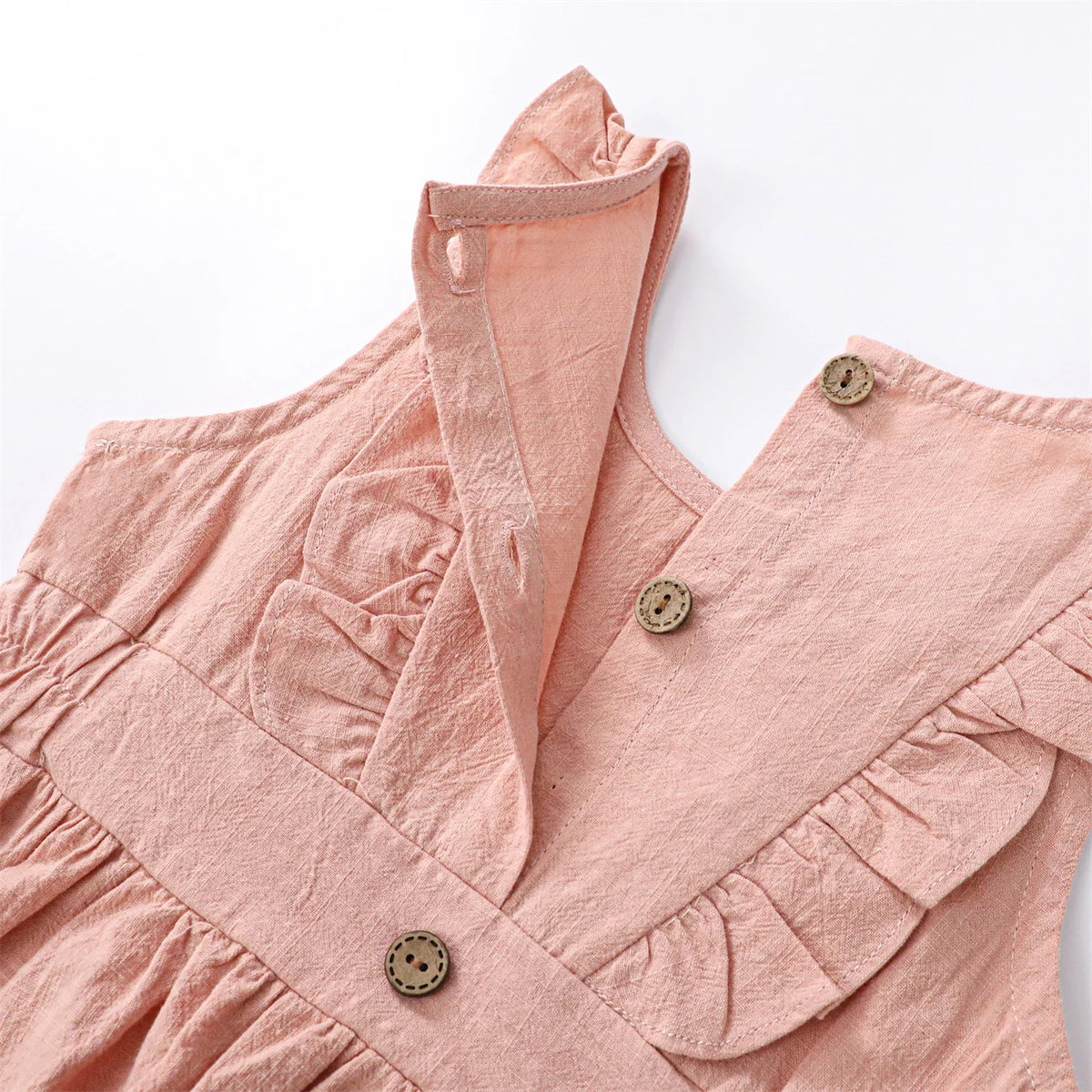 Children's Flying Sleeve Cotton Dress Girls' Skirt Summer Clothing Solid Color Short Ins