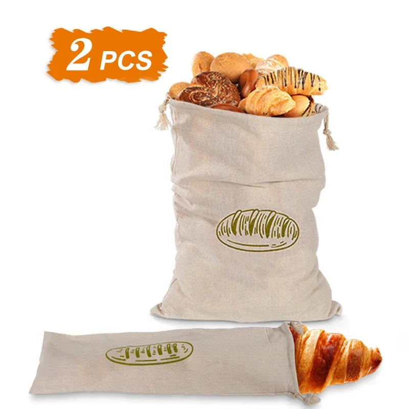 Bolsas de lino para pan, 4/2/1 unidad, bolsa reutilizable con cordón para hogaza, bolsa de almacenamiento de pan artesanal casero, bolsas de lino para pan para baguette