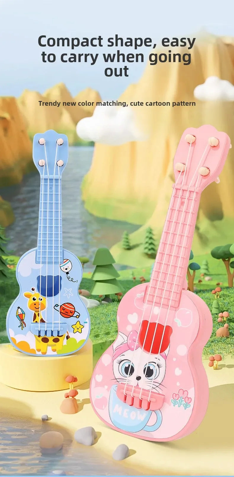 Mini Guitar Instrument Can Play Music Simulation Toy Ukulele Kids Guitar Toy Girl Boy Beginners Birthday Gift