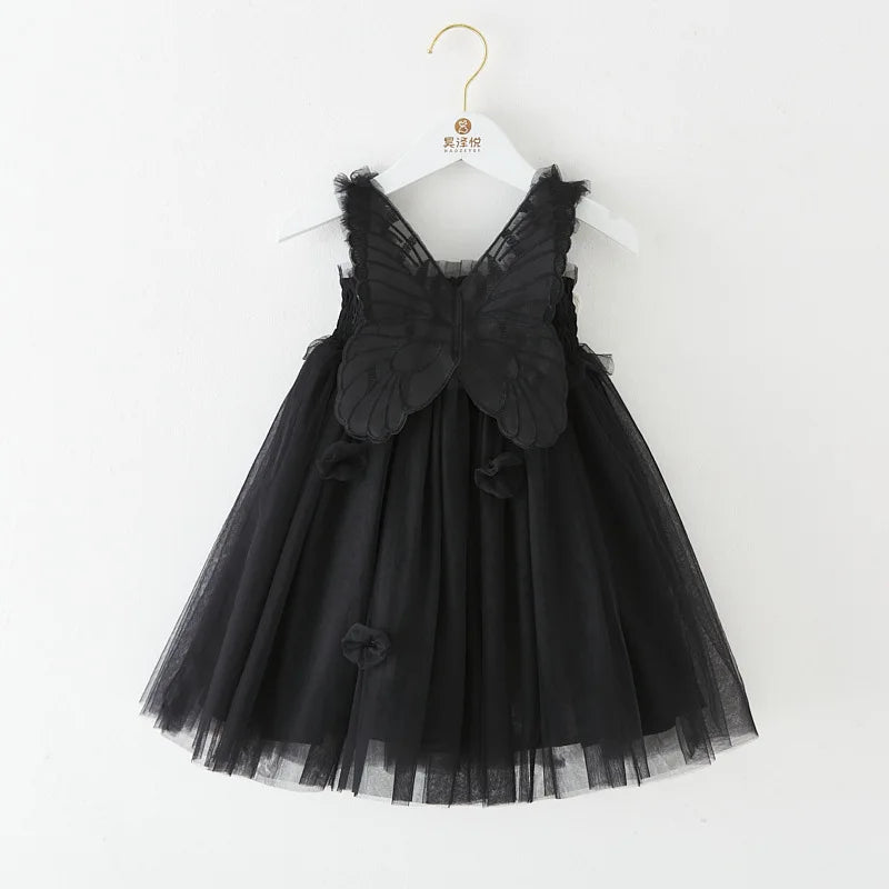 Baby Girls Tutu Gauze Butterfly Children's Dress Mesh Suspender Dress 3D Wing Fairy Lovely Baby Princess Dress Birthday Vestidos