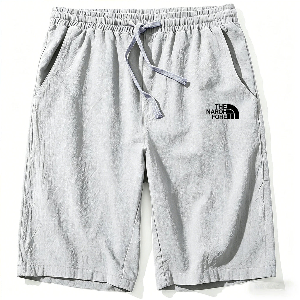 Men Cotton Linen Shorts Summer Lightweight Breathable Casual Beach Style Shorts Basic Solid Color Sweatpants Elastic Waist