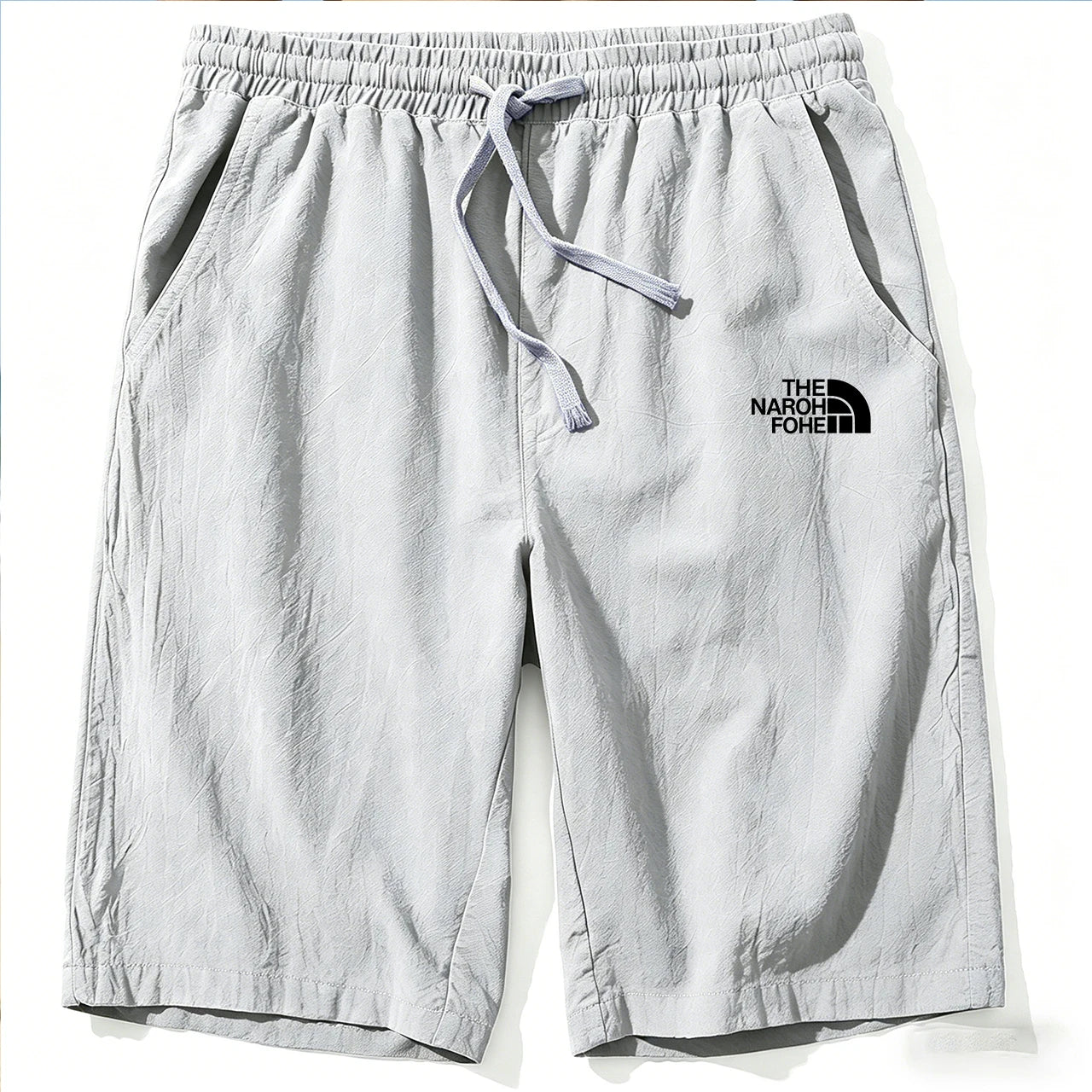 Men Cotton Linen Shorts Summer Lightweight Breathable Casual Beach Style Shorts Basic Solid Color Sweatpants Elastic Waist