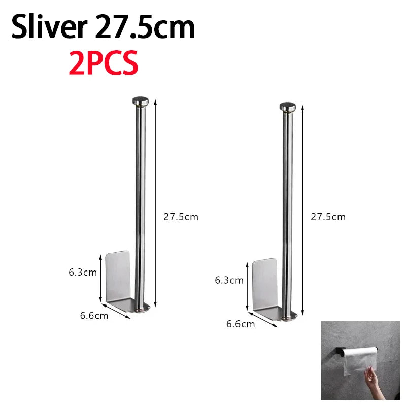 Toallero de cocina de acero inoxidable, soporte para papel de cocina, organizador debajo del fregadero, estante de almacenamiento alargado, accesorios para fregadero SNJ007