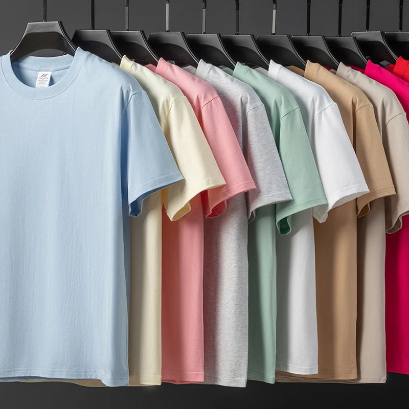 2026 Men's Pure Cotton T-shirt Men's New Round Neck Solid Color Base Shirt Summer Thin Loose Trendy Half Sleeved Top
