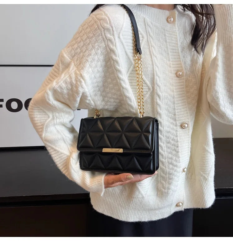 Women Quilted Chain Crossbody Bag Fashion Small Square Shoulder Purse Multi Color Casual Daily Handbag