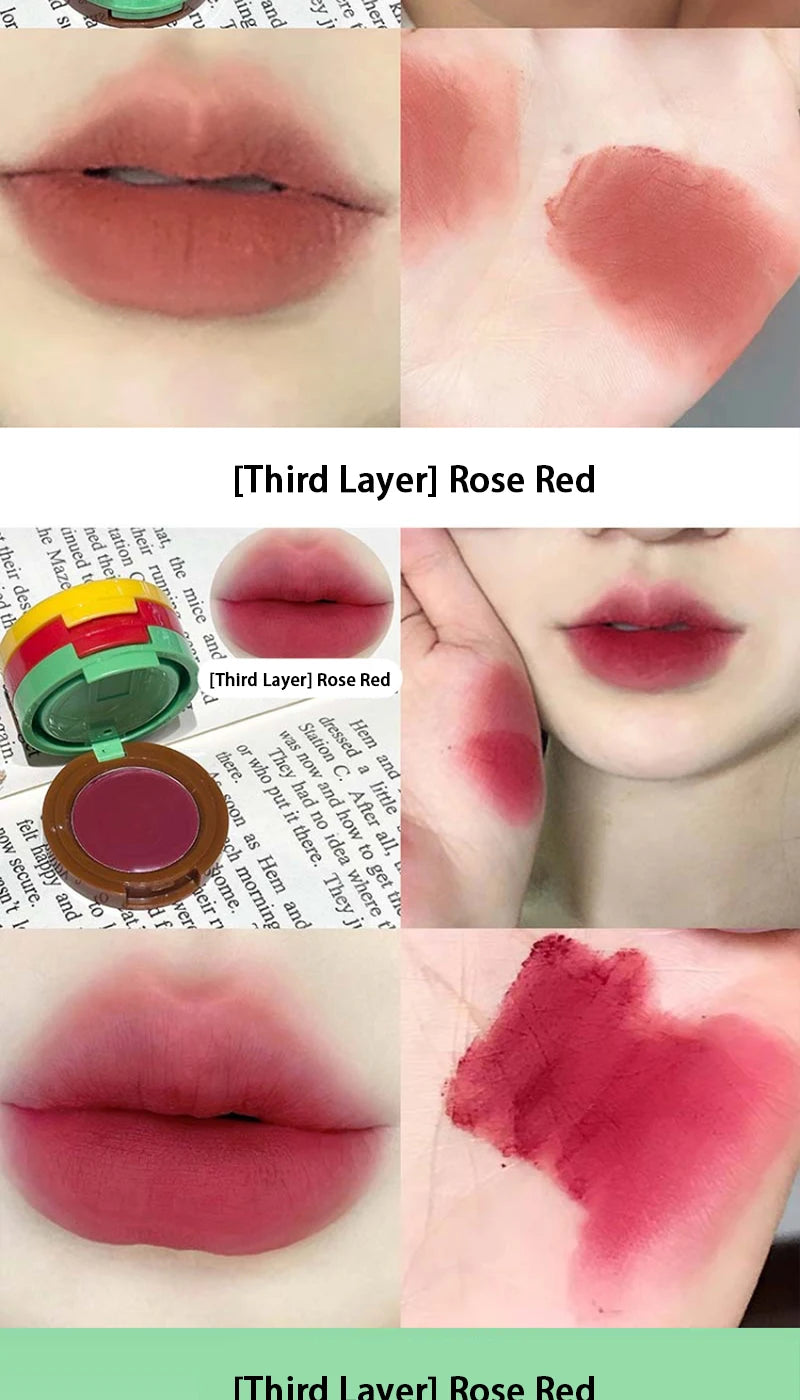 Cappuvini Velvet Lip Mousse - Matte Butter Formula, Long-Lasting Non-Drying, Cute Hamburger Design ,Compact and portable