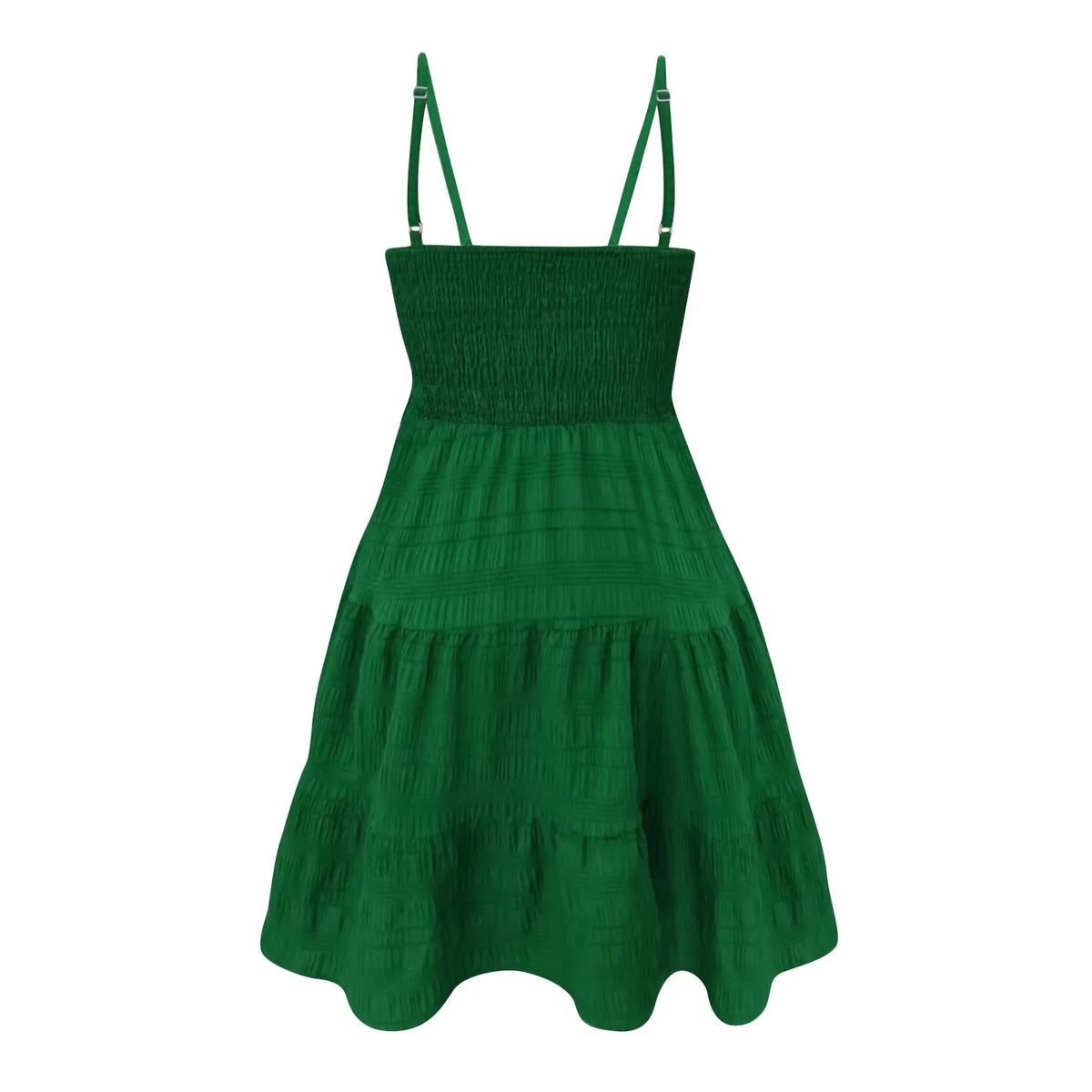 Bohemian Beach Sundress Women Sexy Sleeveless Backless Big Swing Mini Dress Solid Spaghetti Strap Ruffles Dress Summer Vestidos
