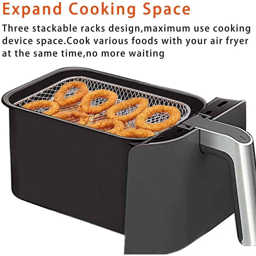 Cesta para asar de acero inoxidable antiadherente Bandeja para freidora de aire Rejilla de alambre Rejilla para freidora de aire Cesta apilable para asar Accesorios de cocina