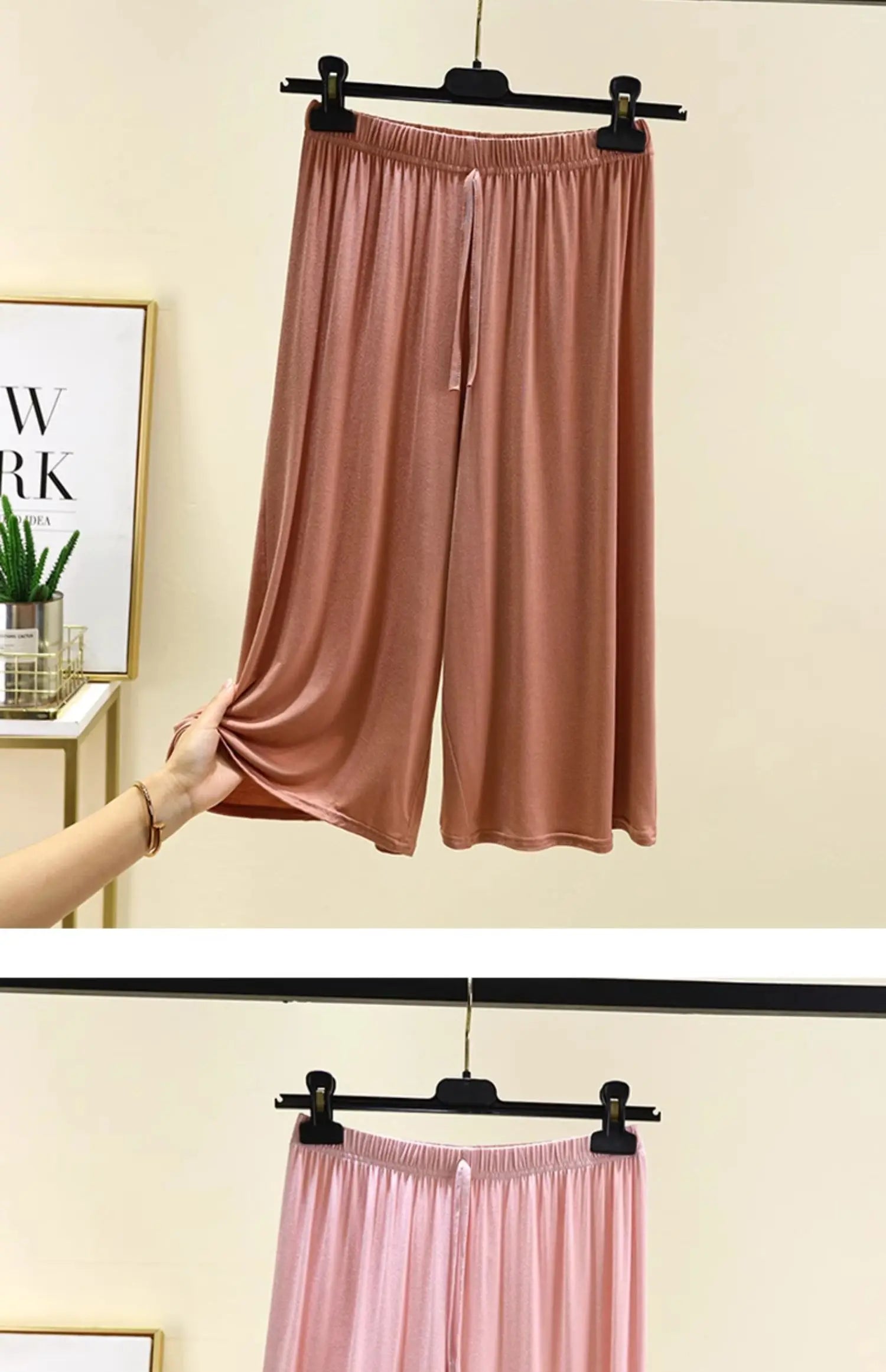 plus Size Modal Seven-Foot Pants Women Summer Loose Wide Leg Pants Elastic Waist Casual Home Pants Shorts Home Clothes