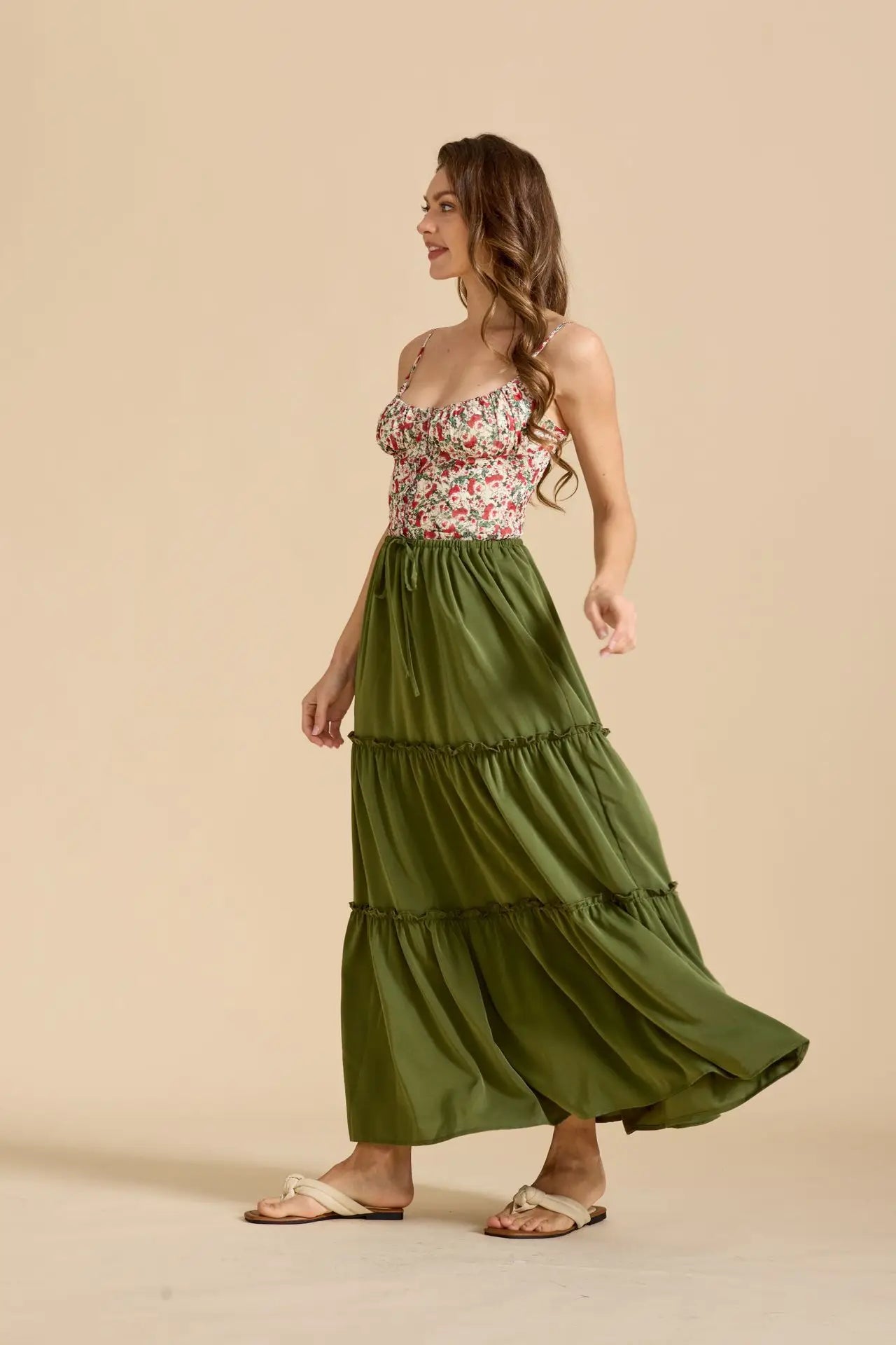 Elegant High Waist Elastic Pocket Long Skirt Adjustable Belted Half Body Skirt Women's Home Fashion Spring 2025 Polyester Blend