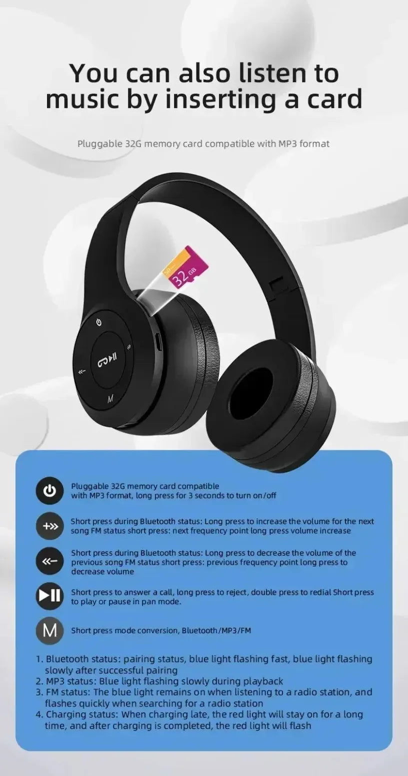 VIKEFON Wireless Bluetooth 5.0 Foldable Over-Ear Headset