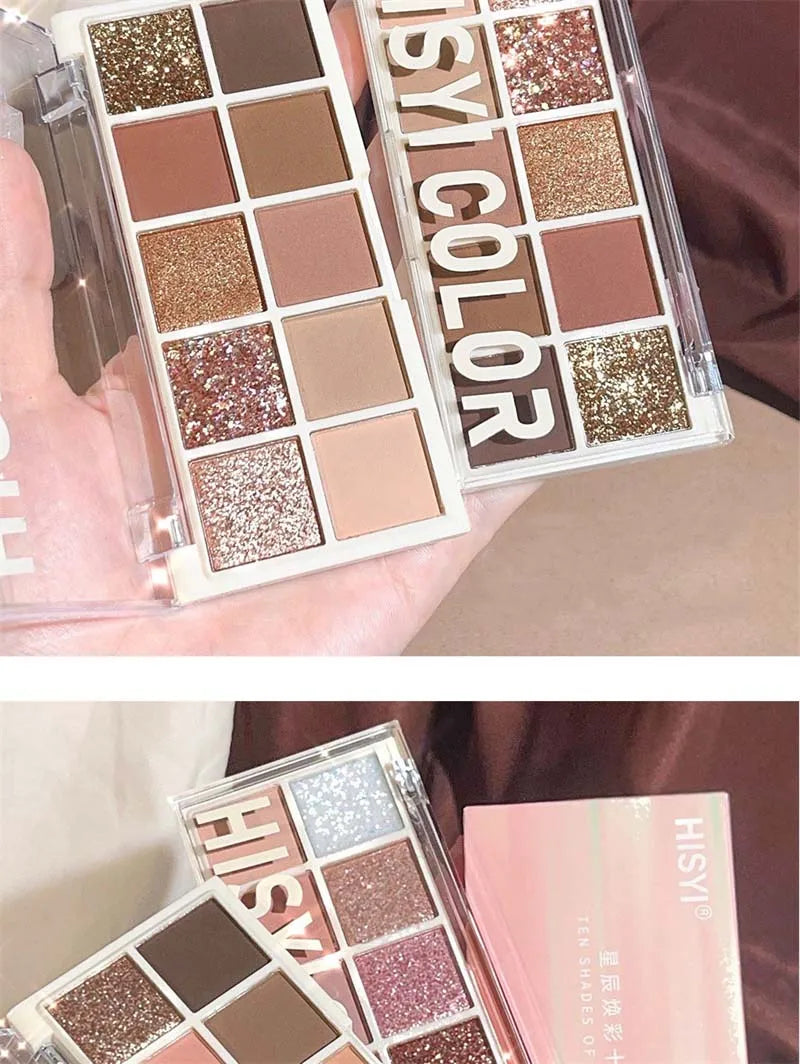 10 Colors Shimmer Matte Eyeshadow Palette Nude Glitter Shiny Pigment Eye Shadow Long Lasting Waterproof Make Up Palette Cosmetic