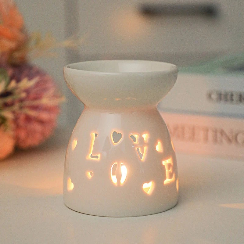 White Ceramic Hollow Incense Burner & Aromatherapy Diffuser