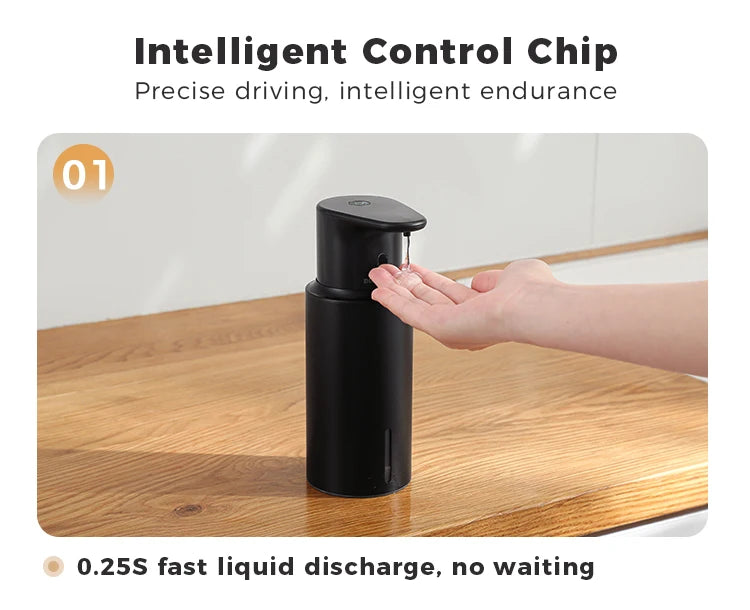 Dispensador de jabón de cocina de 480 ml con sensor automático, máquina de desinfectante de manos, dispensador de jabón eléctrico inteligente para gel de baño, acero inoxidable 304
