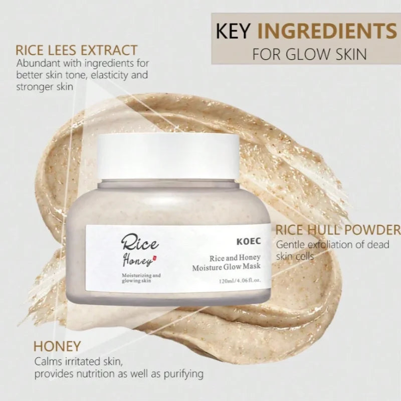 3pcs Rice Honey Facial Skincare Set Rice Extract Moisturizing Essence Facial Soothing Toner Honey Revitalizing Overnight Mask