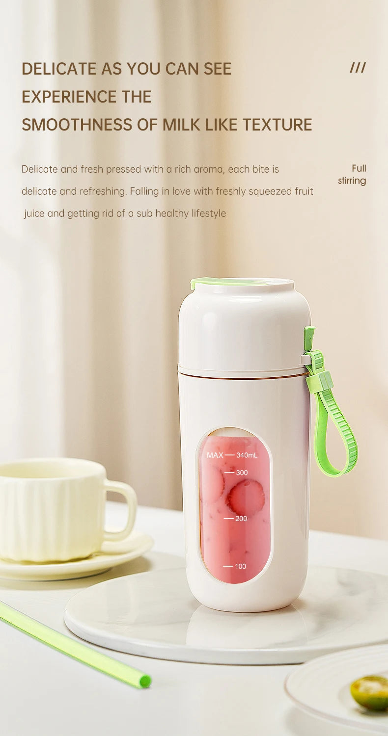 Wireless Portable Juice Cup, Kitchen and Outdoor Tool, with a 12-Blade Cutter Head, Easy to Operate and Convenient to Clean.