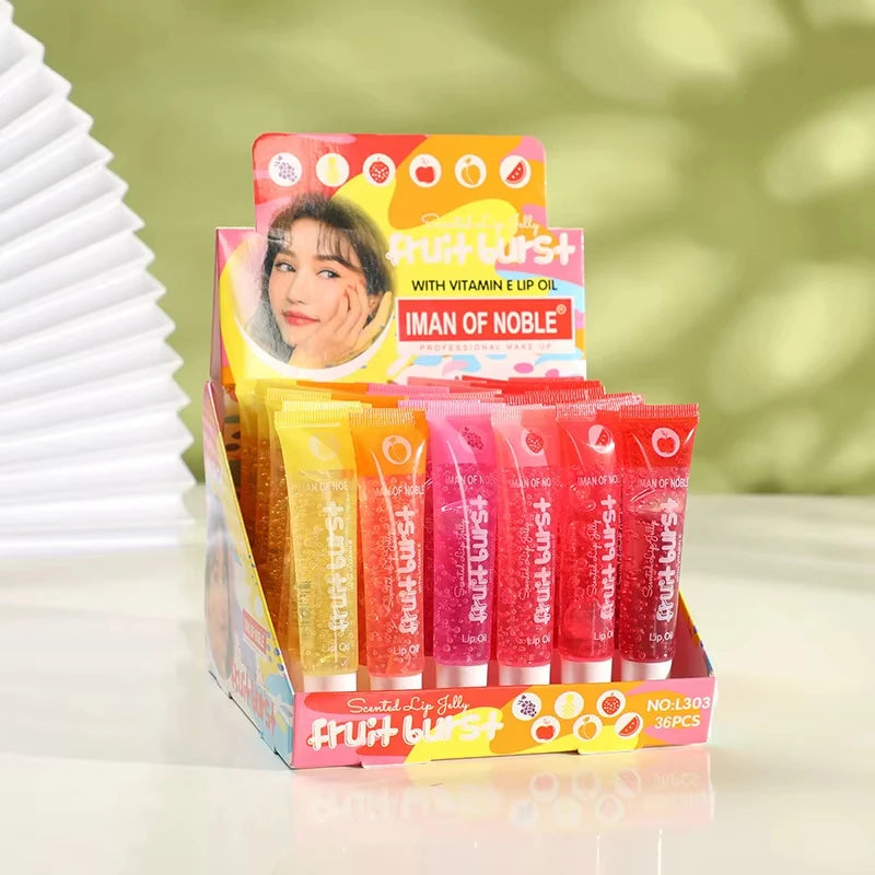 6Pcs Fruit Flavor Lip Oil Set - Moisturizing Plumping Lip Gloss