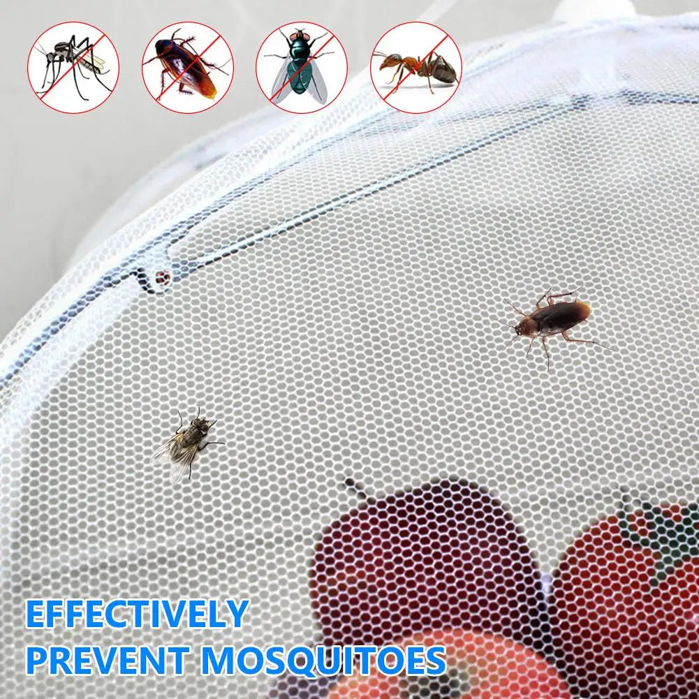 Kitchen Foldable Food Mesh Cover Anti-fly Umbrella Tent Cover Vegetable Fruit Breathable Insect-Proof Lid Food Protection Gadget