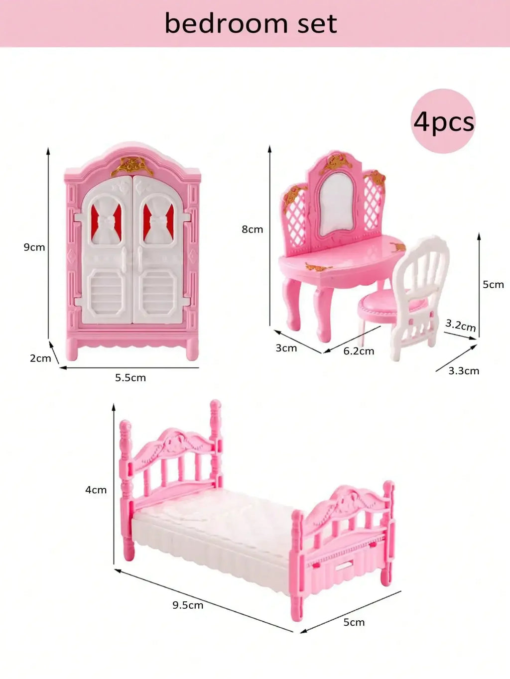 Children's mini doll house accessories pretend play toys family scene bedroom kitchen birthday Christmas children's gift