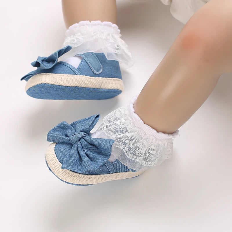 Blue 0-18M baby sandals for girls PU butterfly dew toe solid summer outdoor soft sole non slip rubber baby shoes for learning to