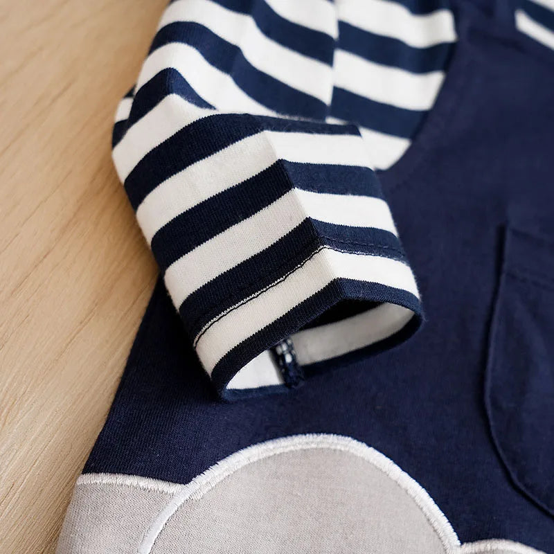 Baby Boys Girls Unisex Newborn Onesies Romper 0-18 Months Toddler Clothing Infant Long Sleeve Striped Elephant Cotton Jumpsuit