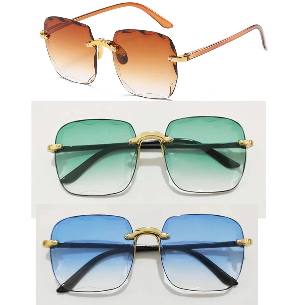 ANLUAN Women's Rimless Square Sunglasses - Gradient UV400