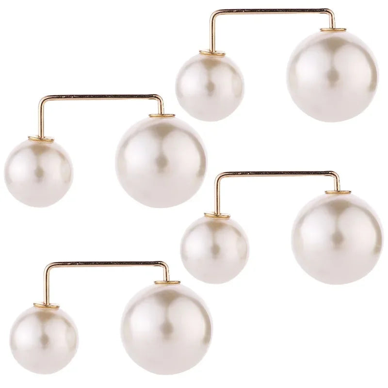 4-Piece Pearl Waistband Tightening Brooch Set - Alloy Lapel Pins