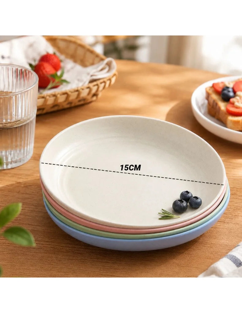 Wheat Straw Dinner Plate Set, Lightweight Unbreakable, 15cm, 6-Piece