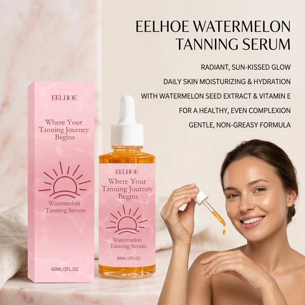 Watermelon Tanning Serum Moisturizing Evens Bronzed Glow Skin Tone Improve Skin Texture Natural Sun-Kissed Body Tanning Essence