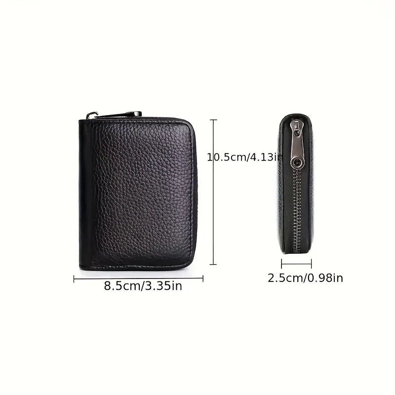 Unisex Minimalist RFID Blocking Card Holder Wallet With Zipper Coin Pocket Slim Credit Card Case For Men Women Small Purse