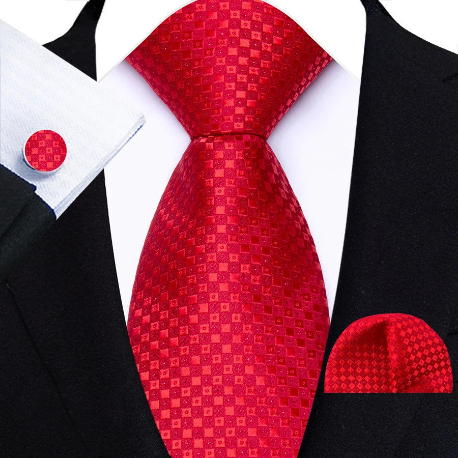 Mens Tie Pink Blue Red Polka Dot Wedding Necktie For Men Designer Hanky Cufflink Tie Set Business Party Daily Wear Accessories
