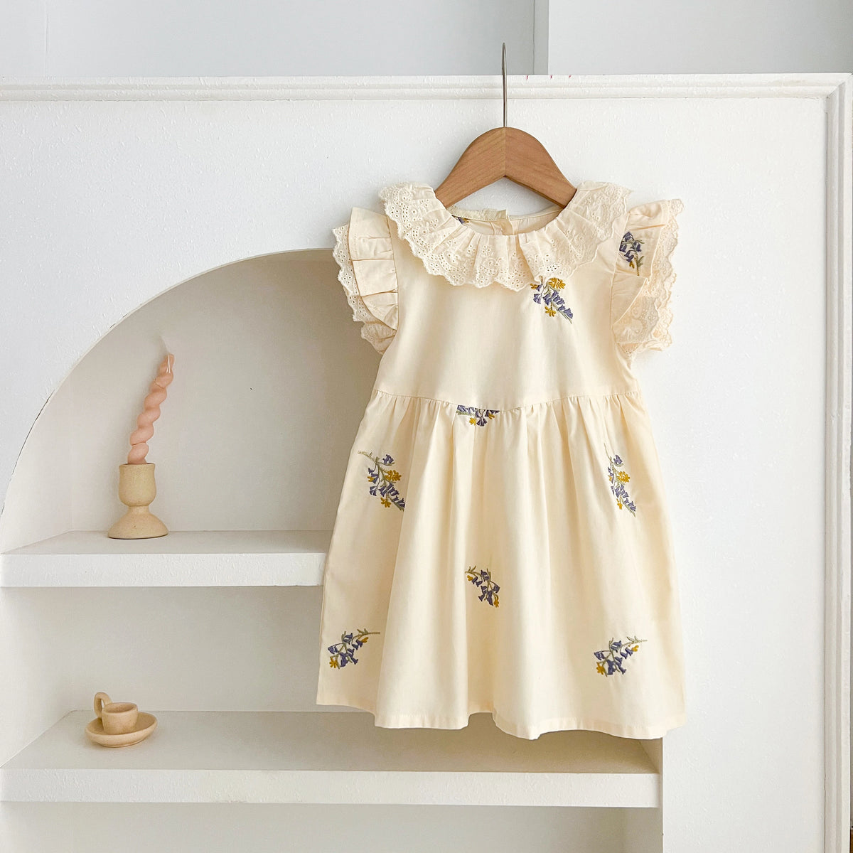 1-6Yrs Summer Girls Dress Baby Clothes Fashion Smocking Stitch Girls Dress Puff Sleeve Floral Cotton Baby Girls Princess Dresses
