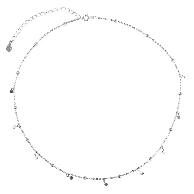 Silver Color Round Piece Tassel Choker Necklaces Niche Design Chains Ball Rock Lady Clavicle Chain Girl Jewelry