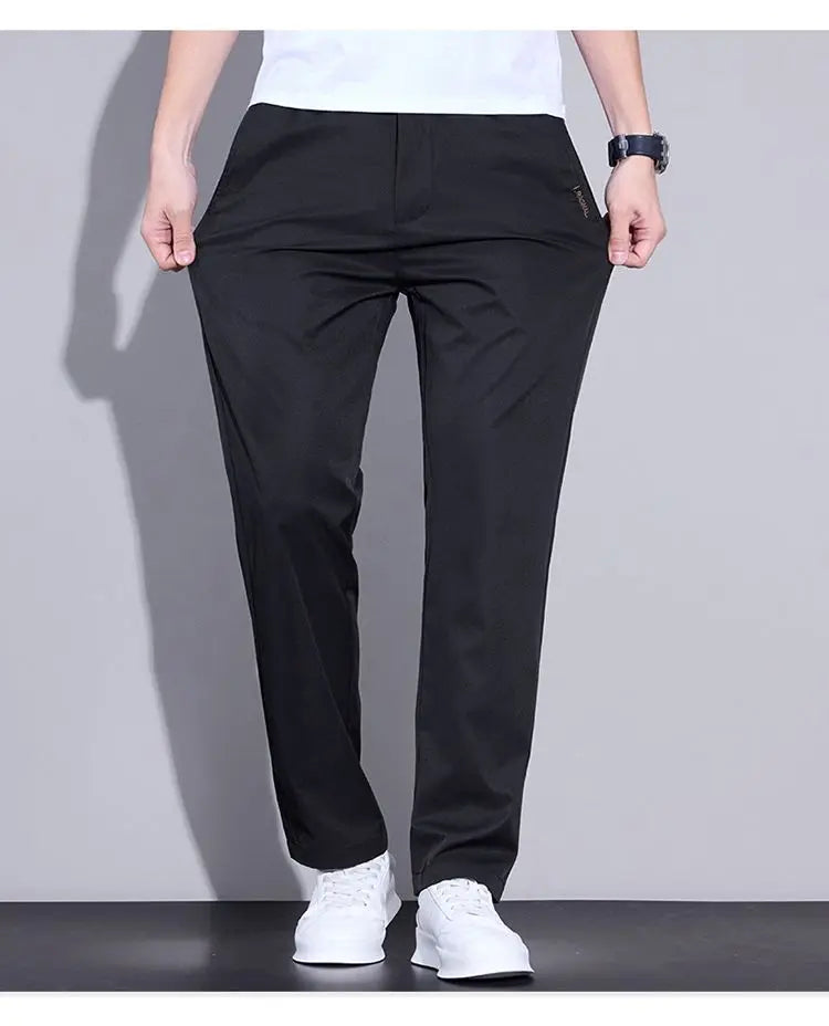 Spring Summer Thin Mens Pants Straight Business Casual Pants Ice Silk Quick Dry Breathable Korean Trousers Fashion Men Clothing
