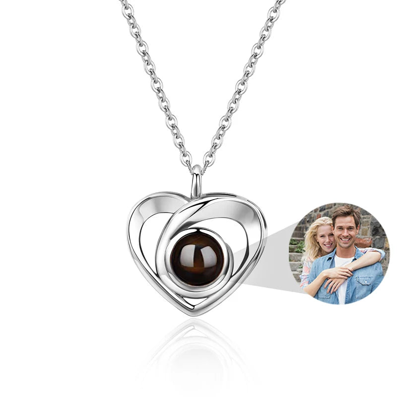 Custom Photo Necklace Projection Necklace With Picture I Love You 100 Languages Personalized Necklace Jewelry Gifts For Women'S