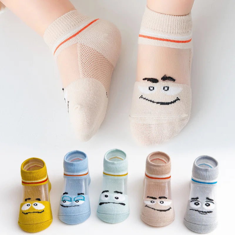 Kids Ultrathin Mesh Boat Socks – 5 Pairs, Ages 0-5Y