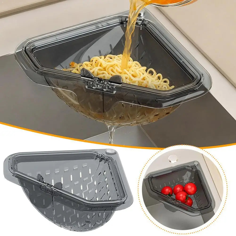 Estante filtrador de fregadero de cocina, cesta de drenaje magnética triangular, recogedor de basura colgante, colador de residuos de alimentos, herramienta para escurrir frutas y verduras.