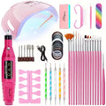 LINMANDA Kit profesional de taladro eléctrico USB para uñas con lima y pulidor, lámpara de uñas UV LED, secador de manicura en gel, kit de inicio de acrílico
