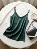 AOSSVIAO 2026 Summer Spaghetti Strap Women Tank Top Halter V Neck Basic White Cami Sleeveless Satin Silk Tops Women'S  Camisole
