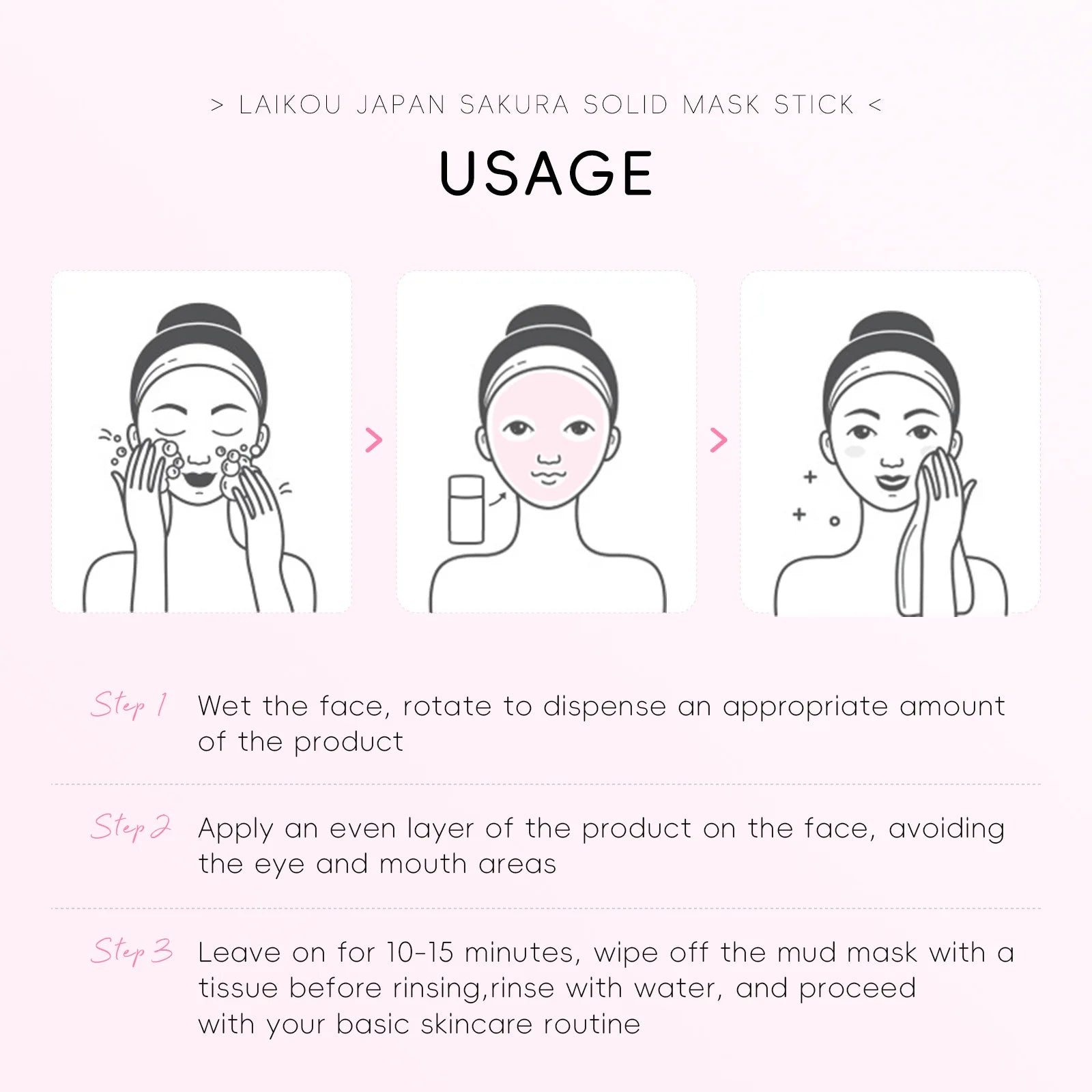 LAlKOU Sakura Solid Mud Face Mask Stick Reduces Blackhead Pores Oil Control Moisturizing Deep Cleanser Facial Face Mask 45g