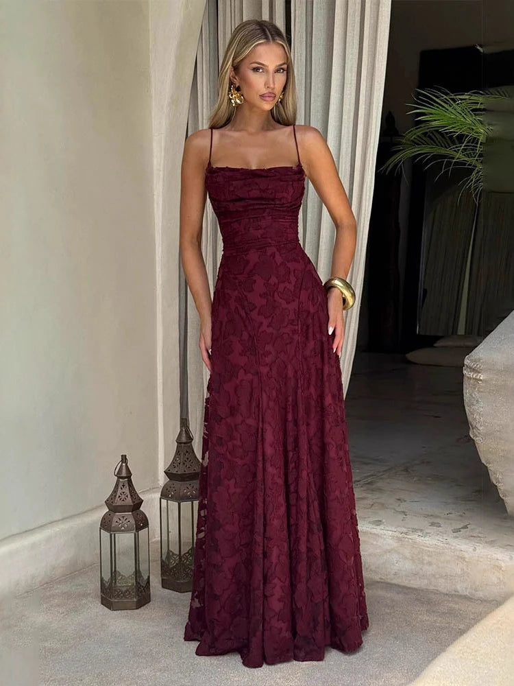 French Style Evening Dress 2026 Floral Embroidery Maxi Dress for Women Summer Party Prom Gowns Sexy Backless Suspender Dresses