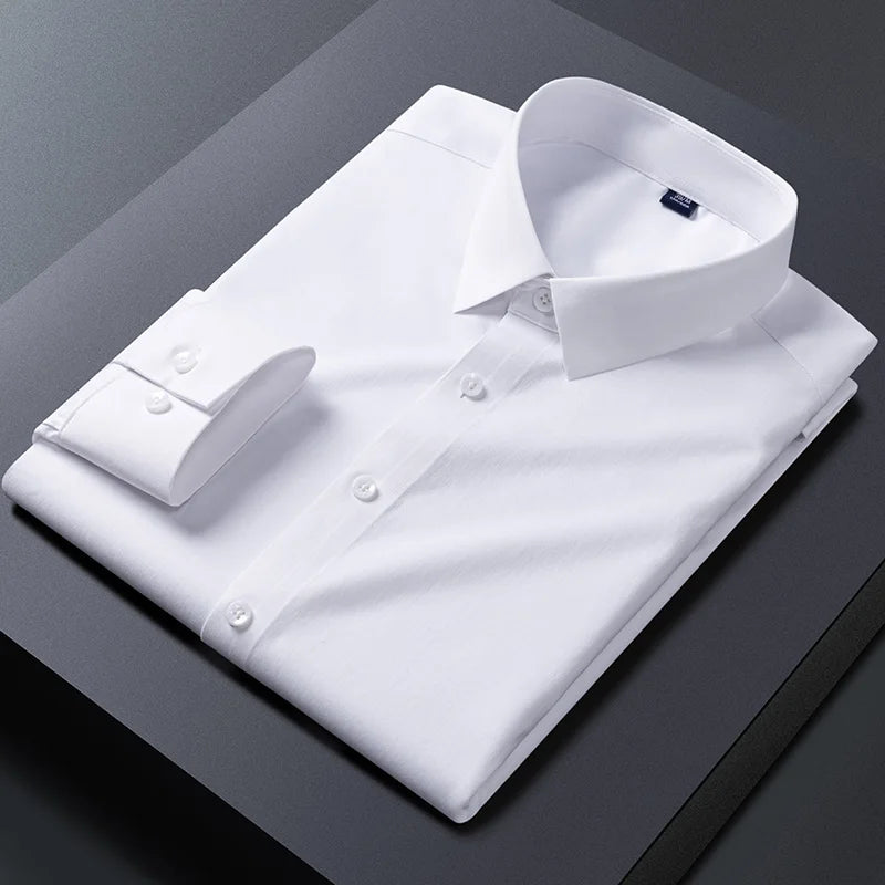 Bamboo Fiber Anti-Wrinkle Mens Shirts Long Sleeve Dress Shirts For Slim Fit Camisa Social Business Blouse White Shirt S-7Xl 8Xl