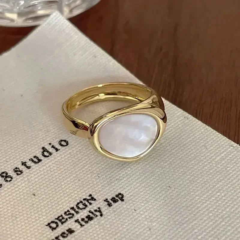 New Irregular Opening Pearl Ring Two-Piece Set For Women'S Fashionable Personalized Daily Accessory Jewelry Birthday Gifts