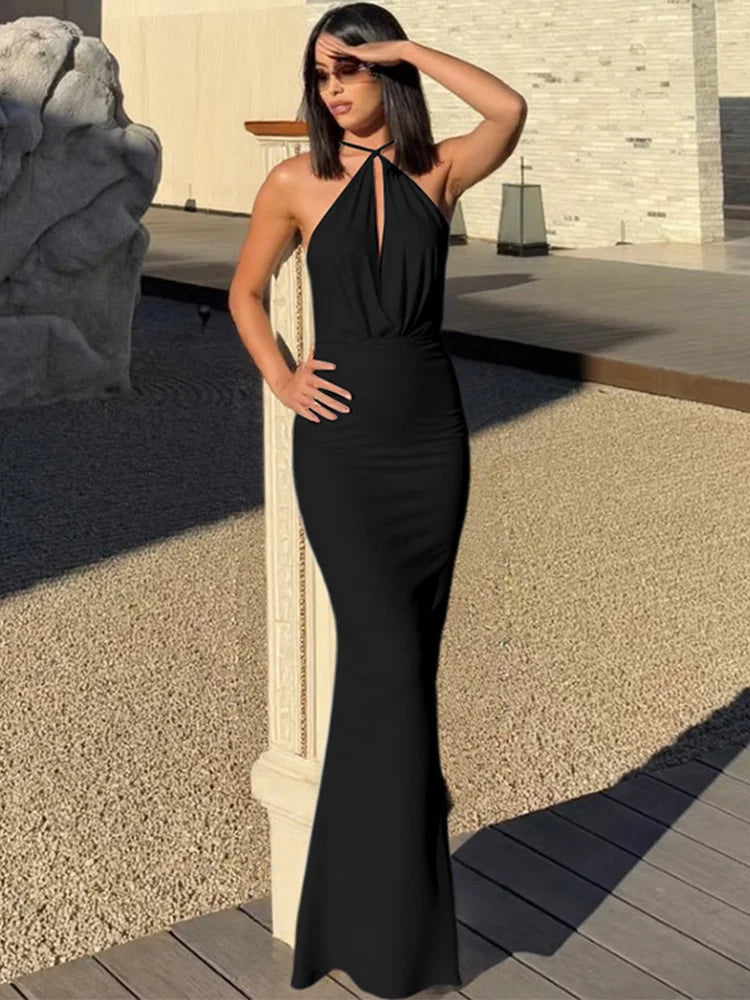 Women's Elegant Sleeveless Backless Maxi Dress