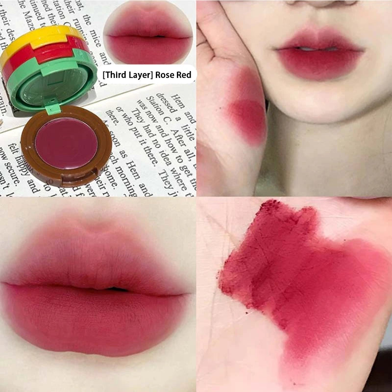 Cappuvini Velvet Lip Mousse - Matte Butter Formula, Long-Lasting Non-Drying, Cute Hamburger Design ,Compact and portable