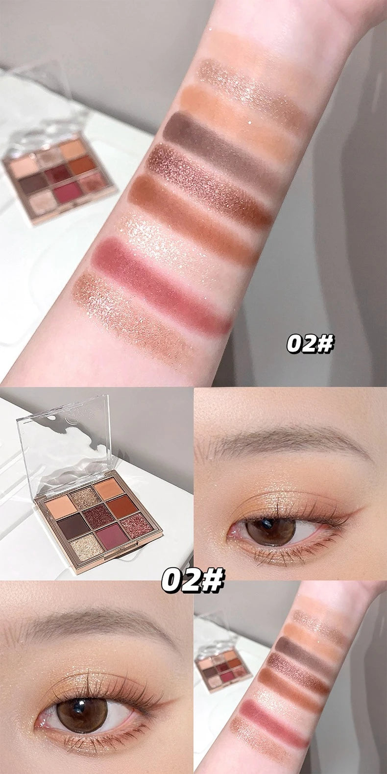 Luminous Illusion 9 Color Eyeshadow Palette,Multi-purpose Matte & Glitter Eyeshadow,High Pigment Long Lasting Eye Shadow Makeup