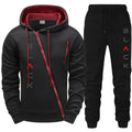 2025  Mens Tracksuit Hoodie Sweatpants Black Letter Print Zipper Jacket Jogger Pants Autumn Winter Casual Fashion Outfit