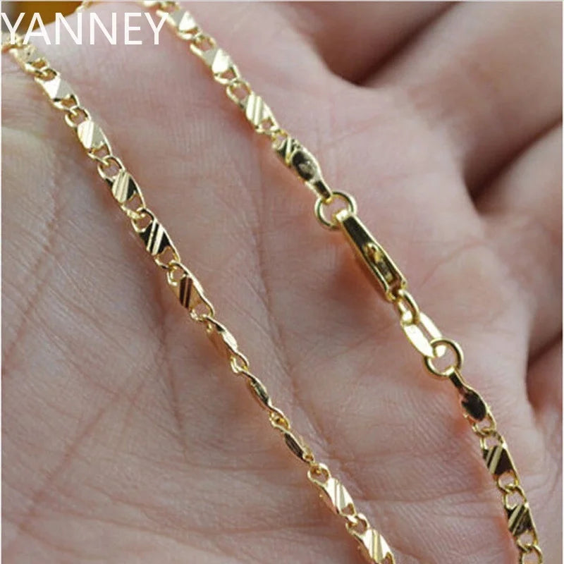 Exquisite Fashion 925 Silver 18K Gold Filled Necklace For Women'S Men Size 16-30 Inch Jewelry Chain