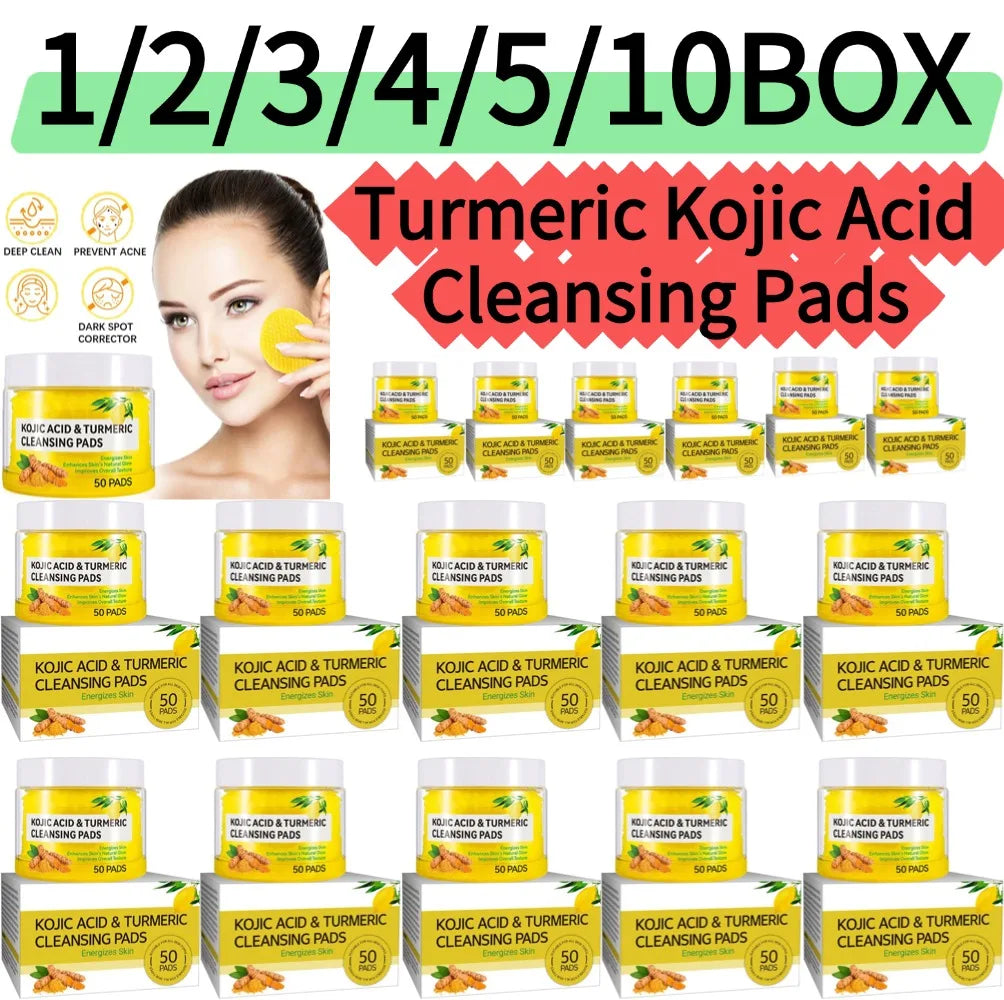 1/2/3/4/5/10BOX Turmeric Kojic Acid Cleansing Pads Exfoliating Pads Facial Sponges For  Exfoliating Daily Cleansing Skin Care